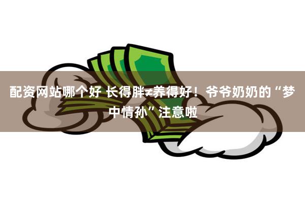 配资网站哪个好 长得胖≠养得好！爷爷奶奶的“梦中情孙”注意啦