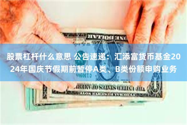 股票杠杆什么意思 公告速递：汇添富货币基金2024年国庆节假期前暂停A类、B类份额申购业务