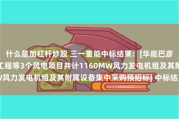 什么是加杠杆炒股 三一重能中标结果：[华能巴彦淖尔市风电光伏一体化工程等3个风电项目共计1160MW风力发电机组及其附属设备集中采购预招标] 中标结果公示